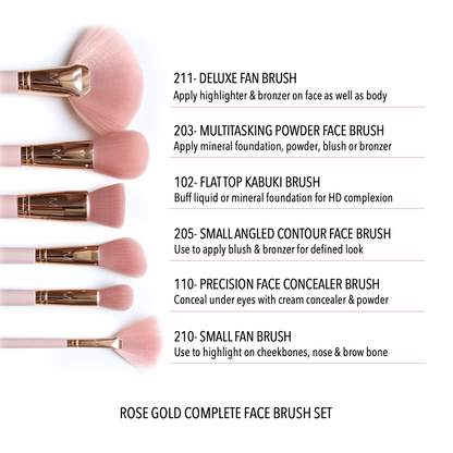 Rose Gold Complete Face Brush Set 6 - Piece Set