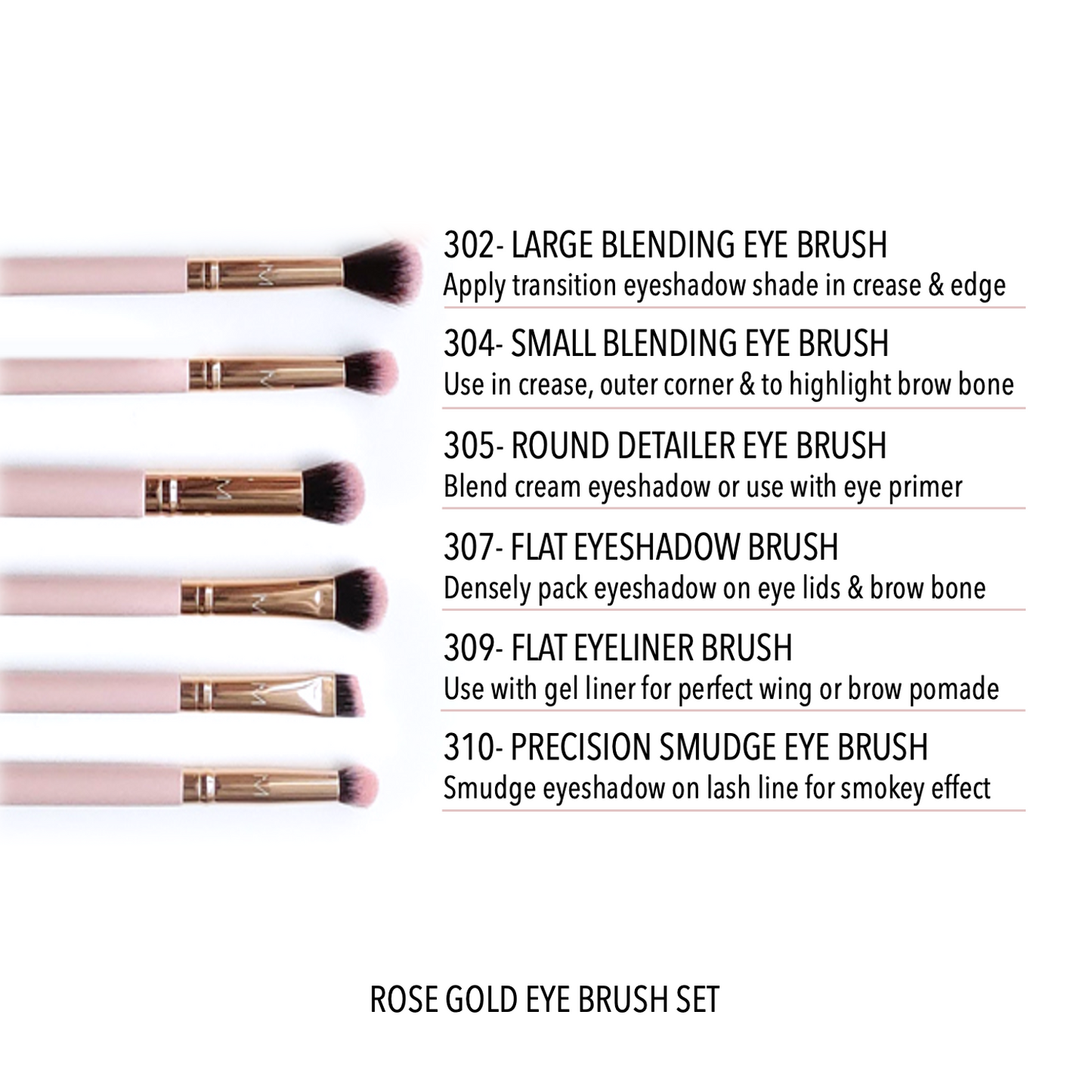 Rose Gold Eye Brush Set 6 - Piece Set